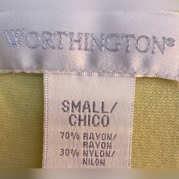 Worthington Sweater Women’s Small Yellow Cardigan Sequins Crystal Buttons - Picture 5 of 5